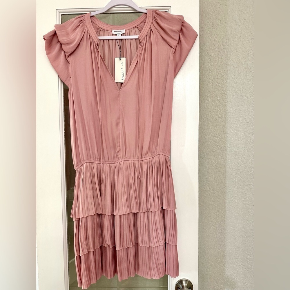 Current Air Anthropologie blush pink tiered dress cinched waist soft NWT Large - Picture 2 of 3